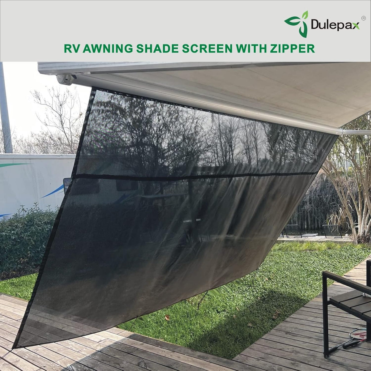 RV Awning Shade Screen with Zipper 8'X12'3'' Universal Sun Shade Screen with Complete Kits N4664