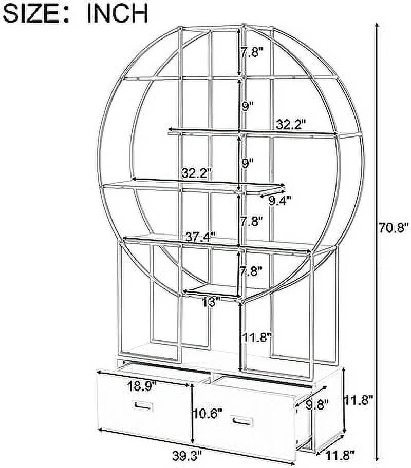 4 Tiers Bookcase Bookshelf with Cabinets Gold Frame Q8081