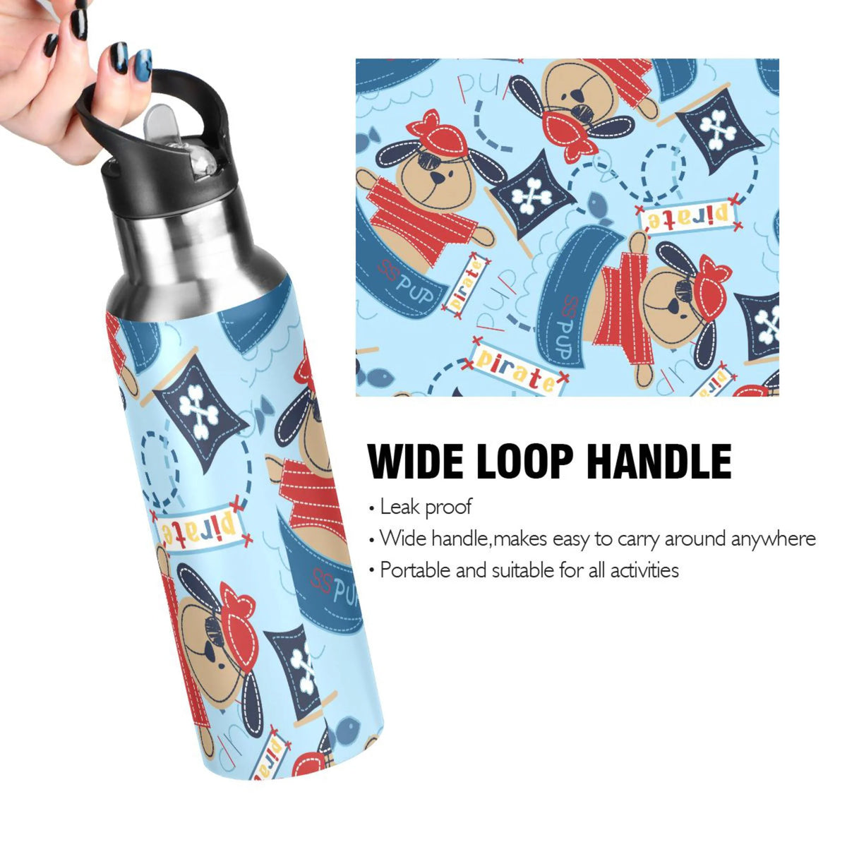 Stainless Steel Insulated Water Bottle with Straw Lid L95175