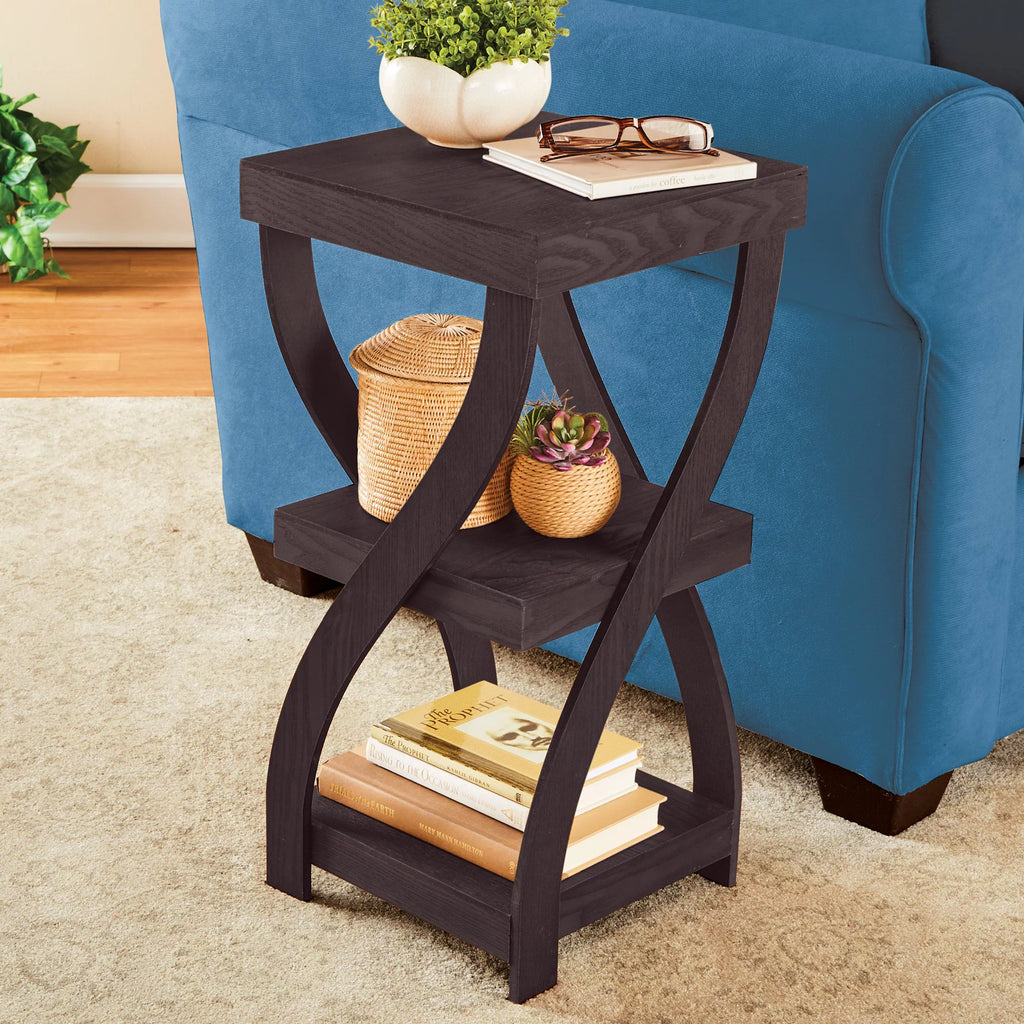 Dark Chocolate Twisted Wooden Side Table Y380