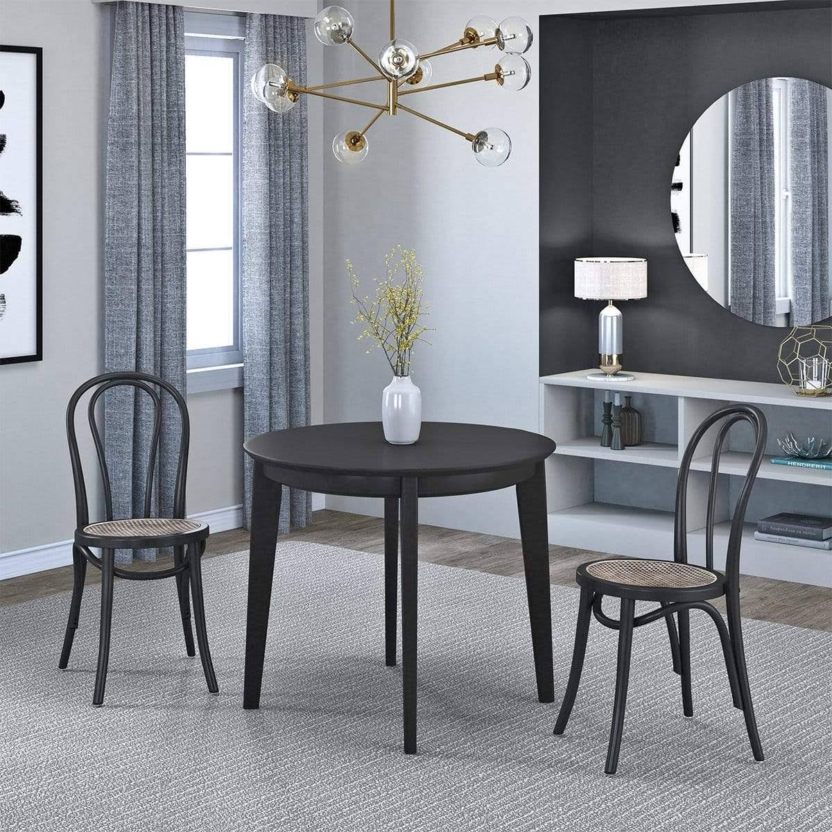 Matte Black / Natural Side Chair Set of 2 N720