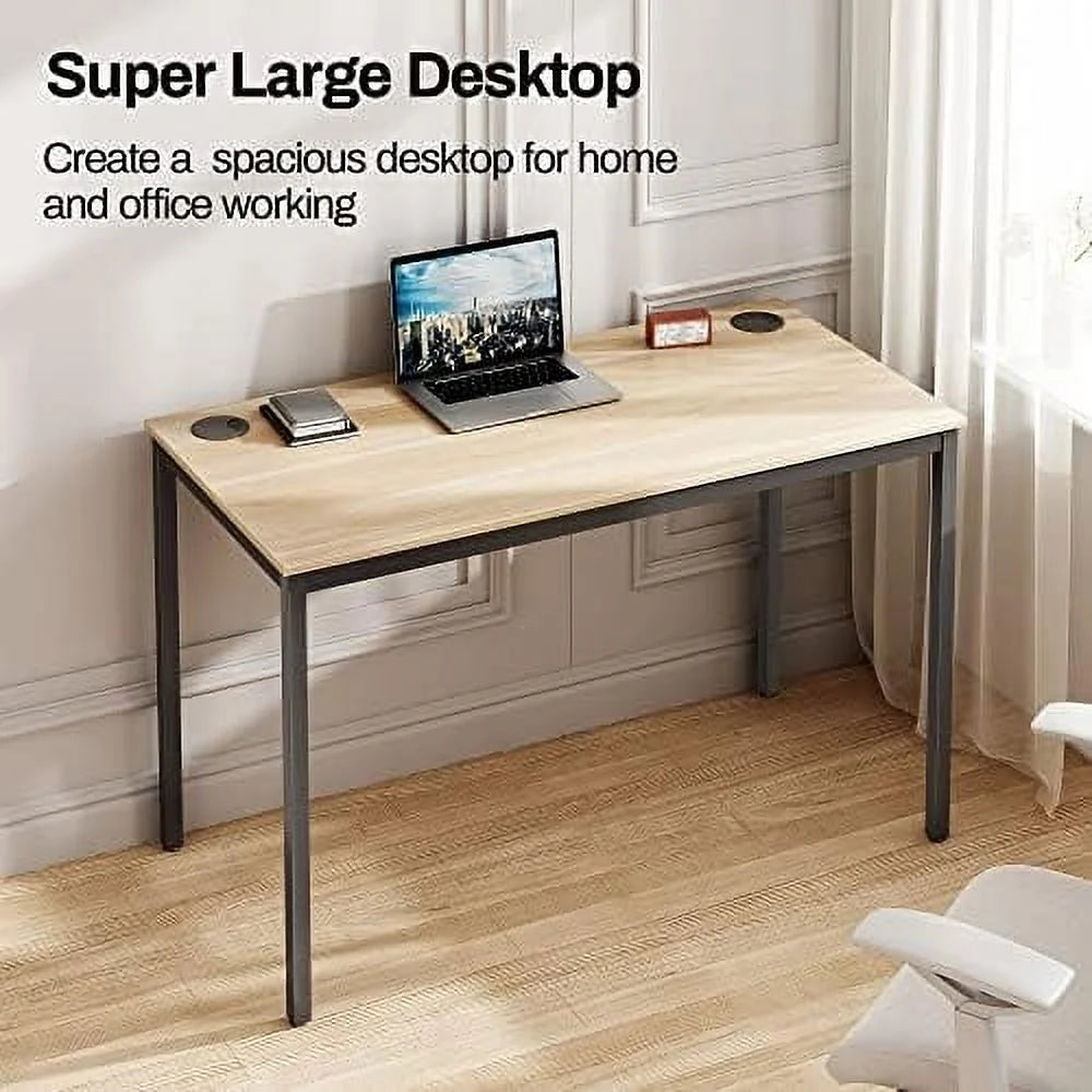 47 inch Teak Computer Desk with Black Metal Frame W6392