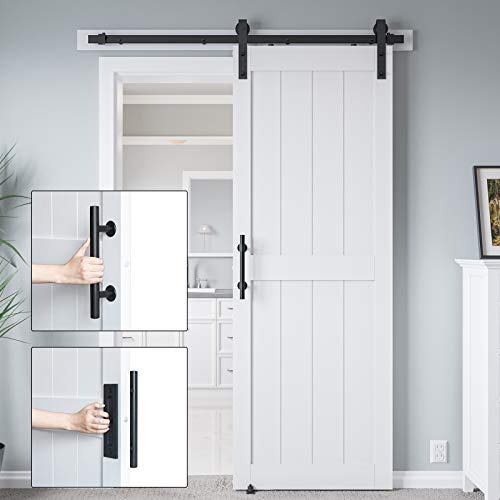 32in x 84in White MDF Sliding Barn Door with Hardware Kit I6395