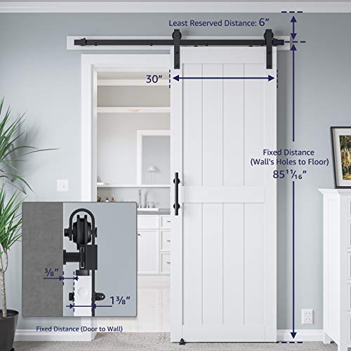 32in x 84in White MDF Sliding Barn Door with Hardware Kit I6395