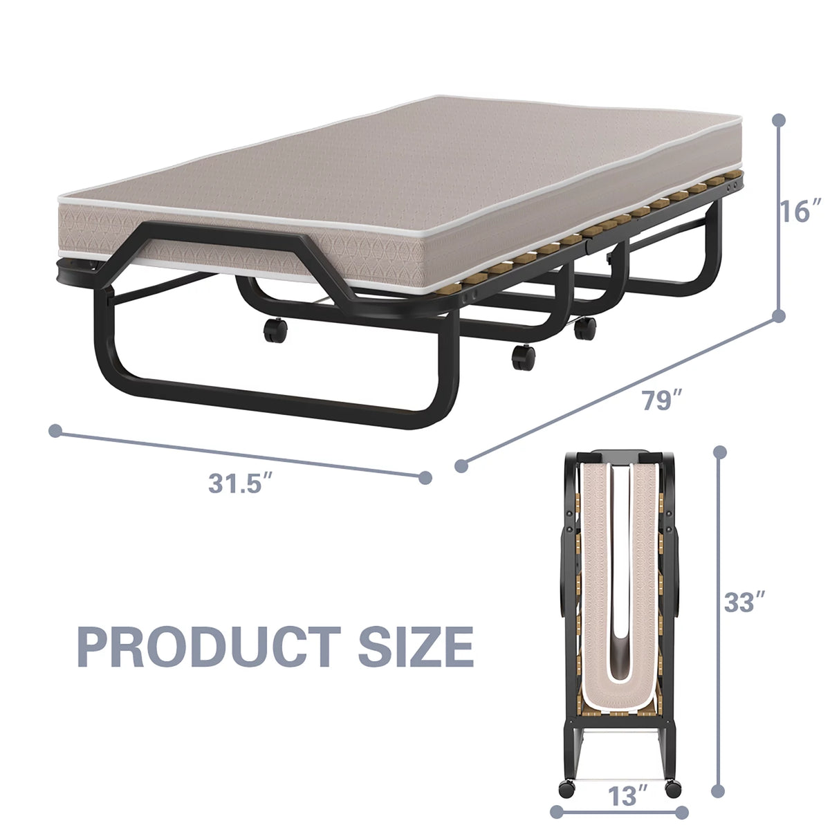 Folding Bed with Memory Foam and Metal Frame S443446