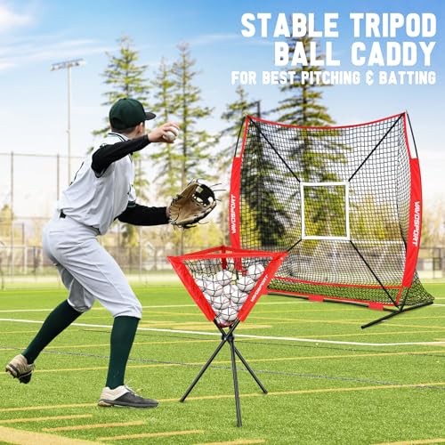 7x7' Baseball & Softball Net with Strike Zone, Tee, Ball Caddy X8958