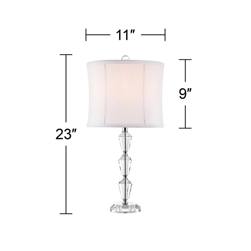 Crystal Column Table Lamp with White Drum Shade A2770