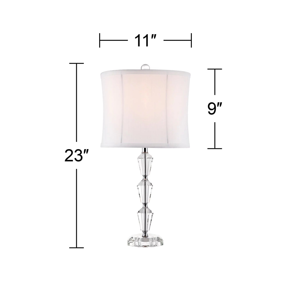 Crystal Column Table Lamp with White Drum Shade A2770