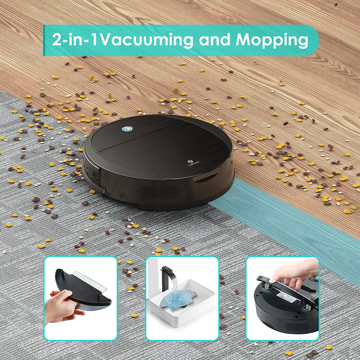 Robot Vacuum and Mop, 2200Pa Suction, 500ml Dust Box Q40245