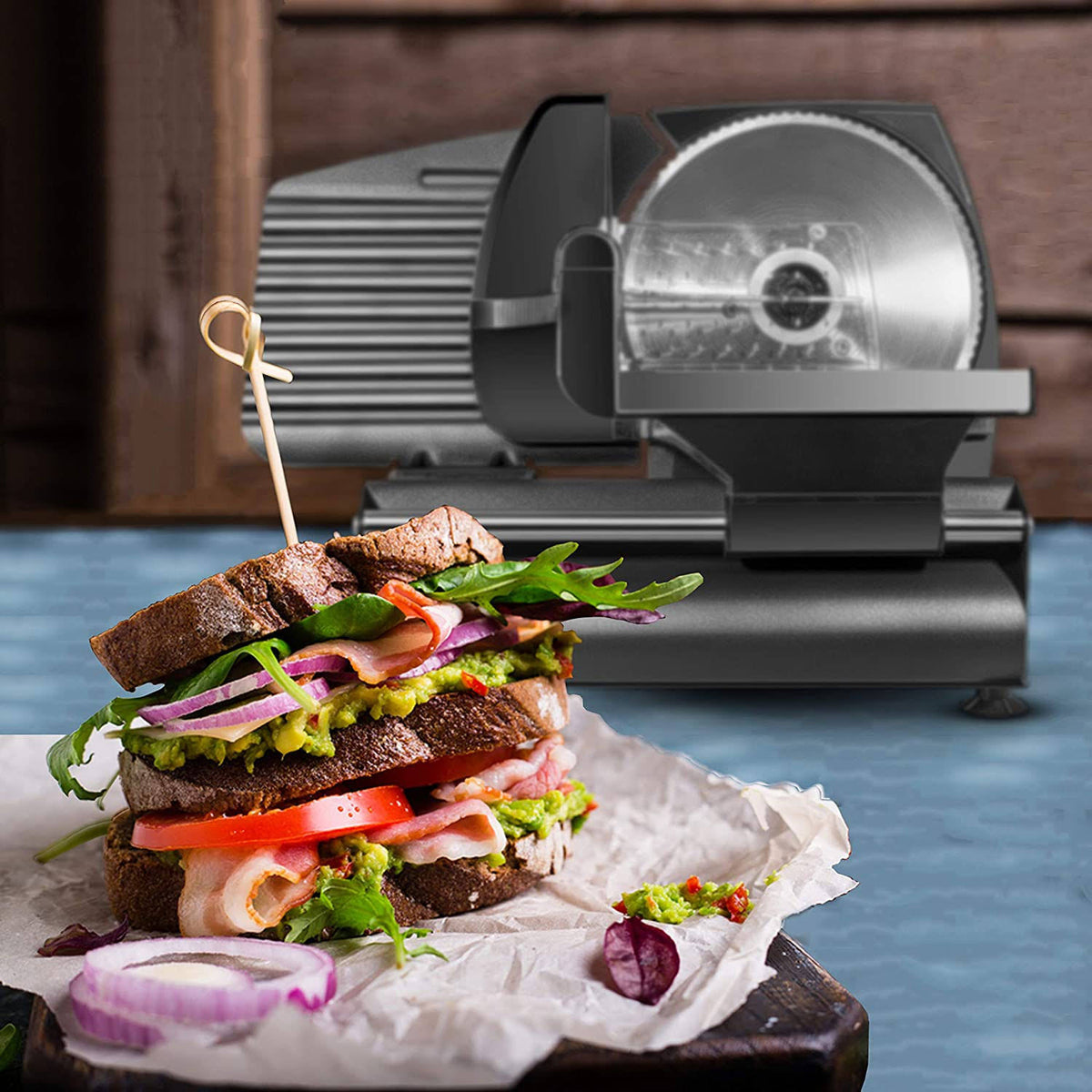 Black Stainless Steel Electric Food Slicer I624106