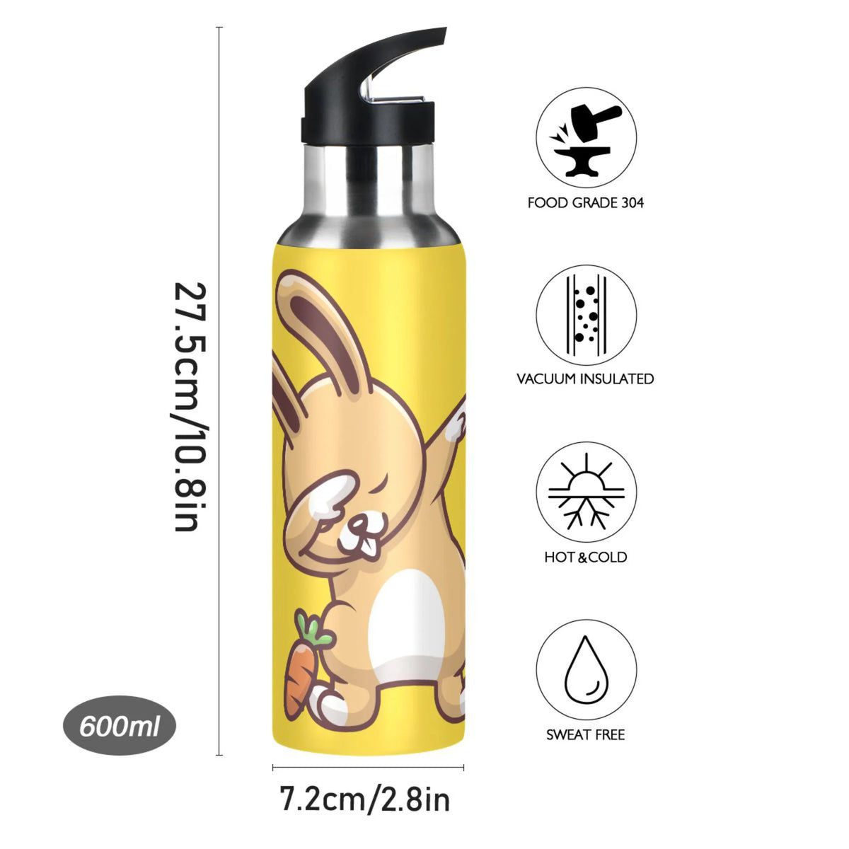 Stainless Steel Vacuum Insulated Water Bottle with Straw Lid 20 OZ I56772