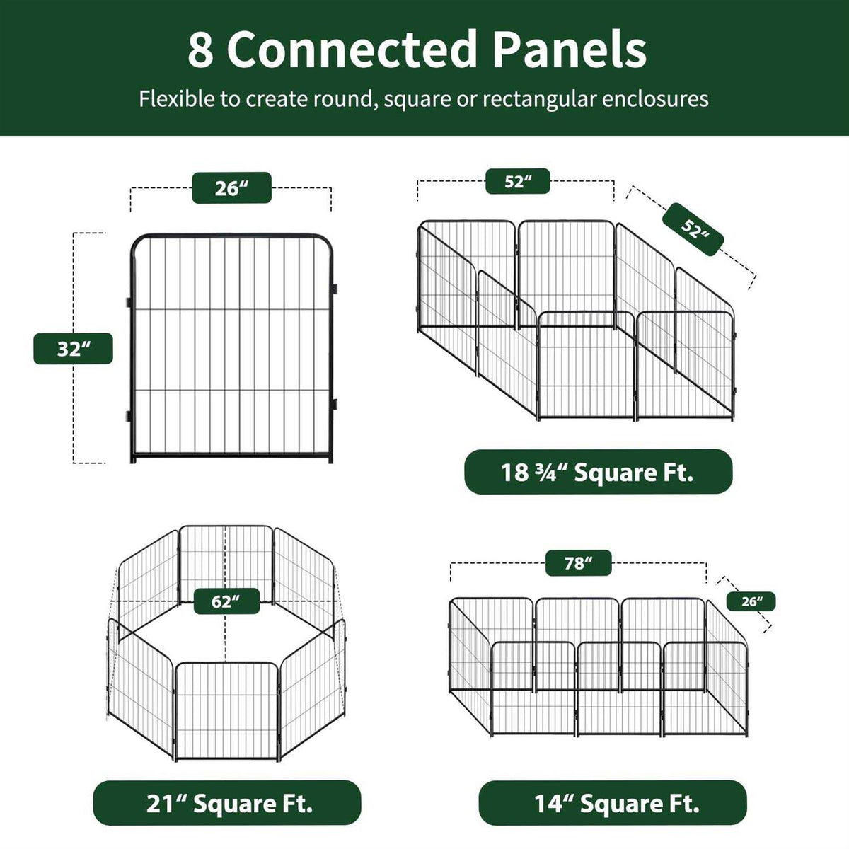 8 Panel Metal Exercise Pen with Pet Door W9204