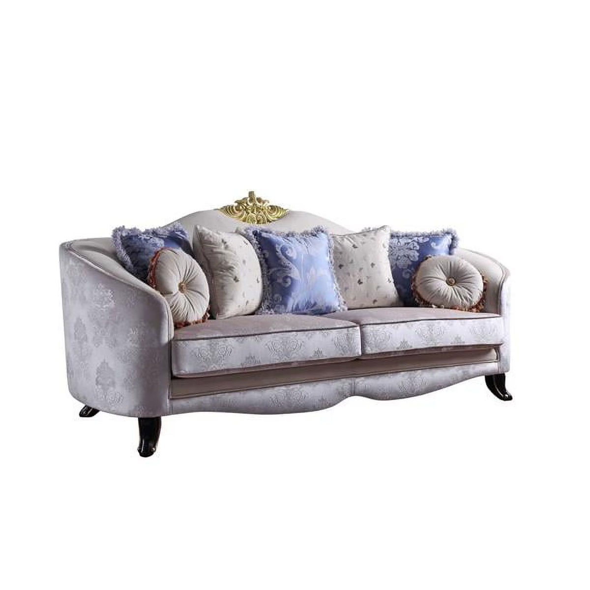 Cream Fabric Upholstery Sofa with 7 Pillows K89398