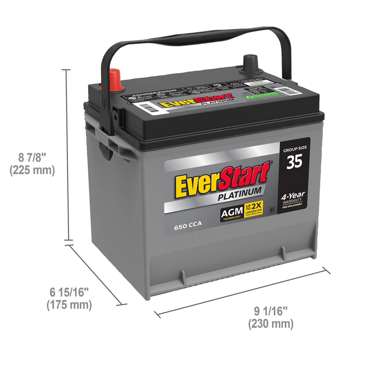 AGM Automotive Battery Group Size 35 12 Volt 650 CCA Q223753