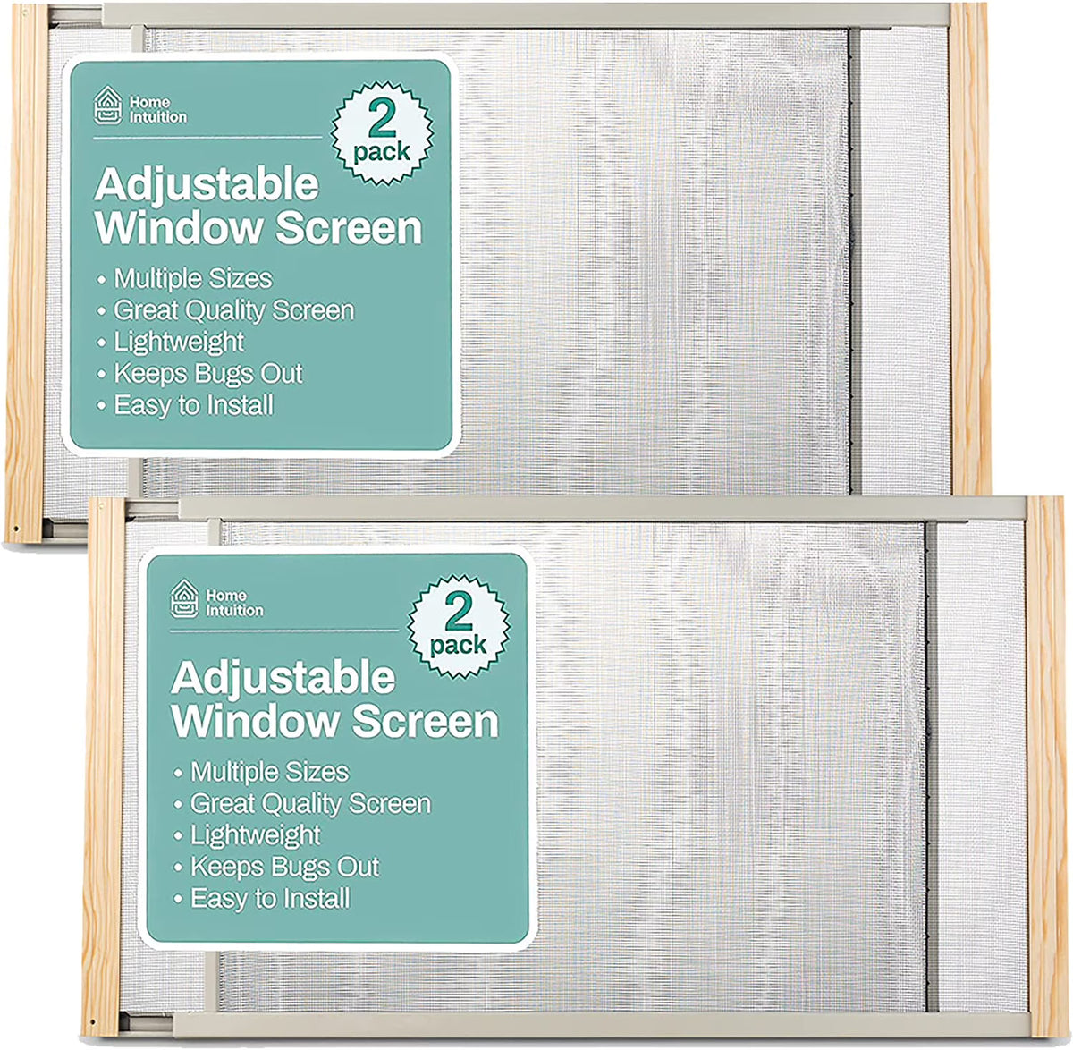 2-Pack Adjustable Horizontal Window Screen 21-37 inches Wide, 18 Inch High H1474