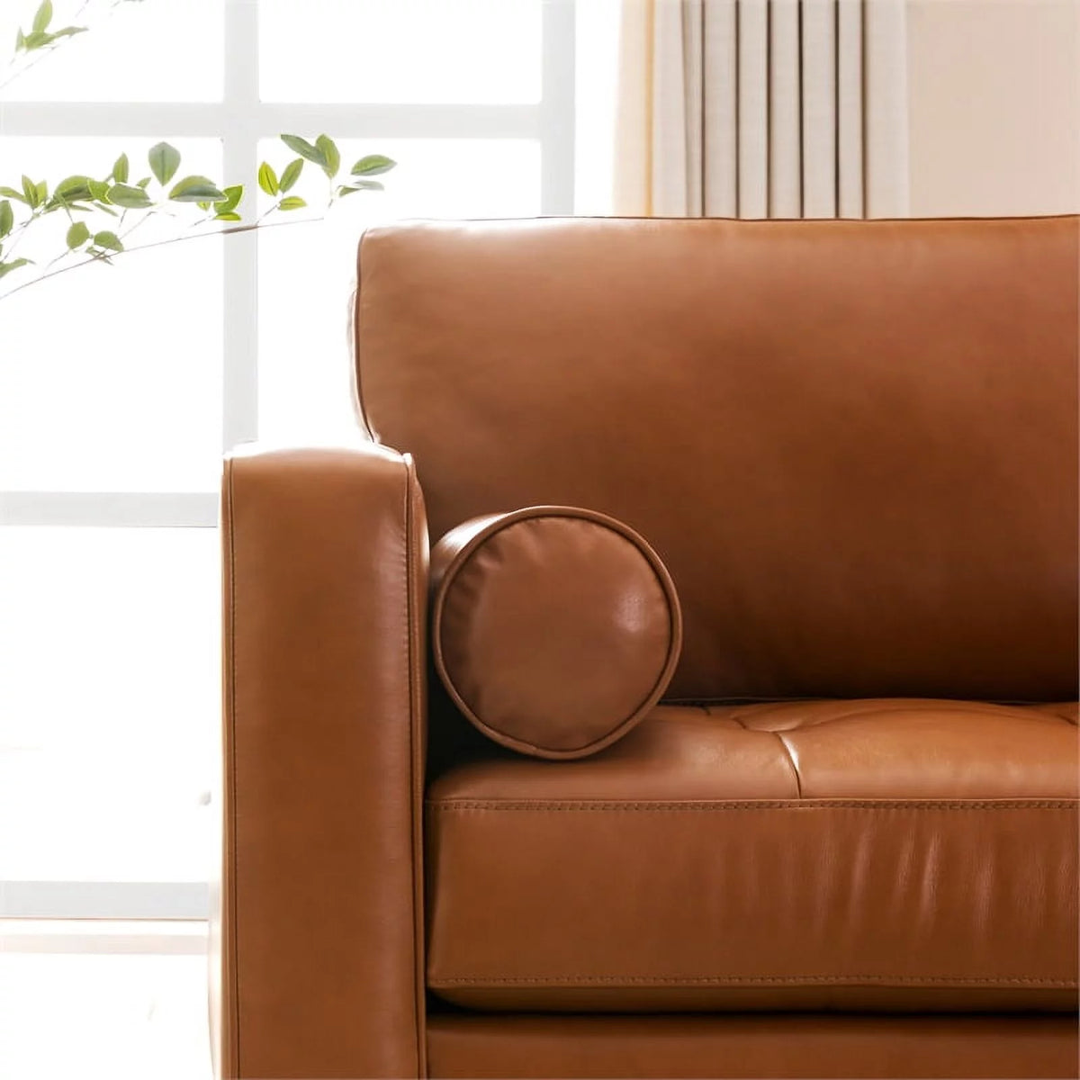 20" Camel Caramel Leather Upholstered Reversible Sectional I60855