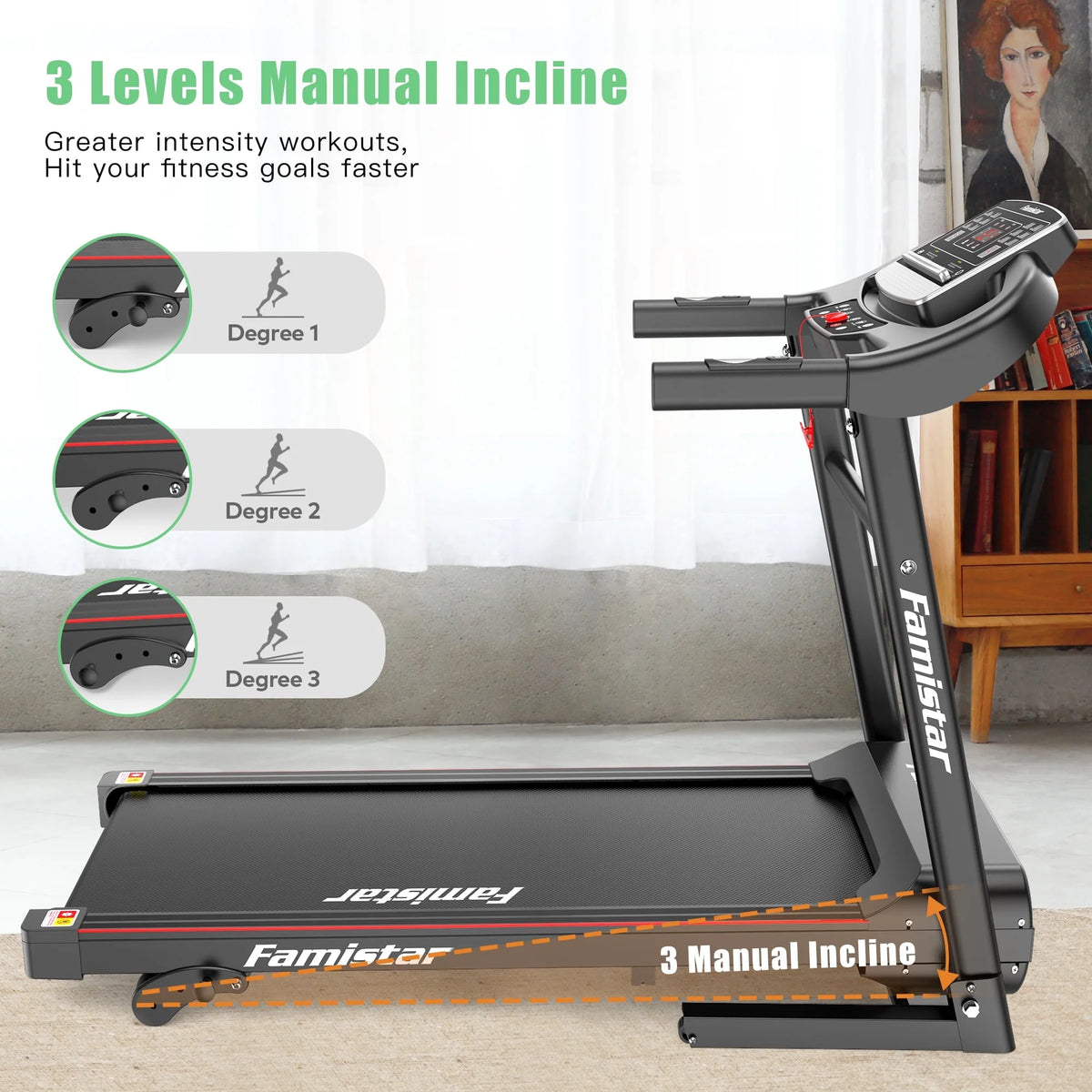 Folding Electric Treadmill with 2.5HP 3 Manual Incline K681