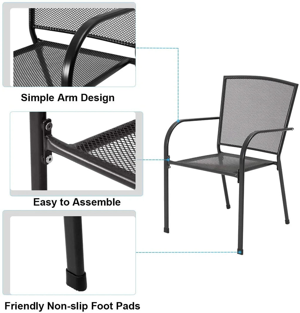 5-Piece Metal Patio Dining Set with 4 Stackable Chairs K76047