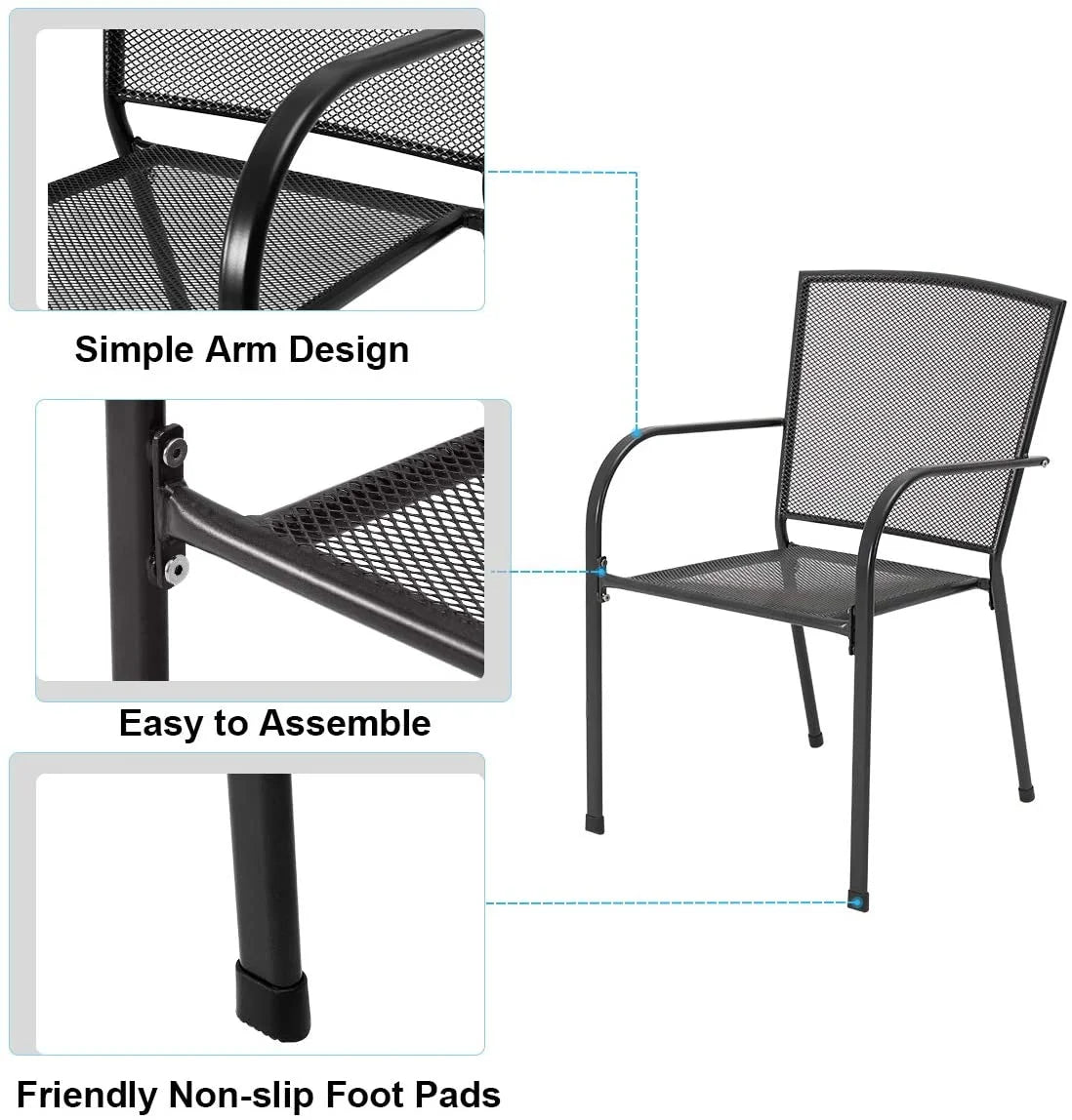 5-Piece Metal Patio Dining Set with 4 Stackable Chairs K76047
