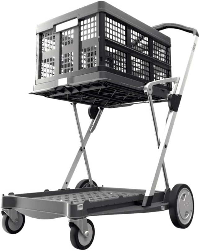 Red Collapsible Shopping Cart with Storage Crate X33401