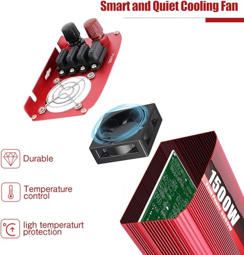 1500W DC 12V to 110V AC Power Inverter with Dual AC Outlets and Dual USB M723685