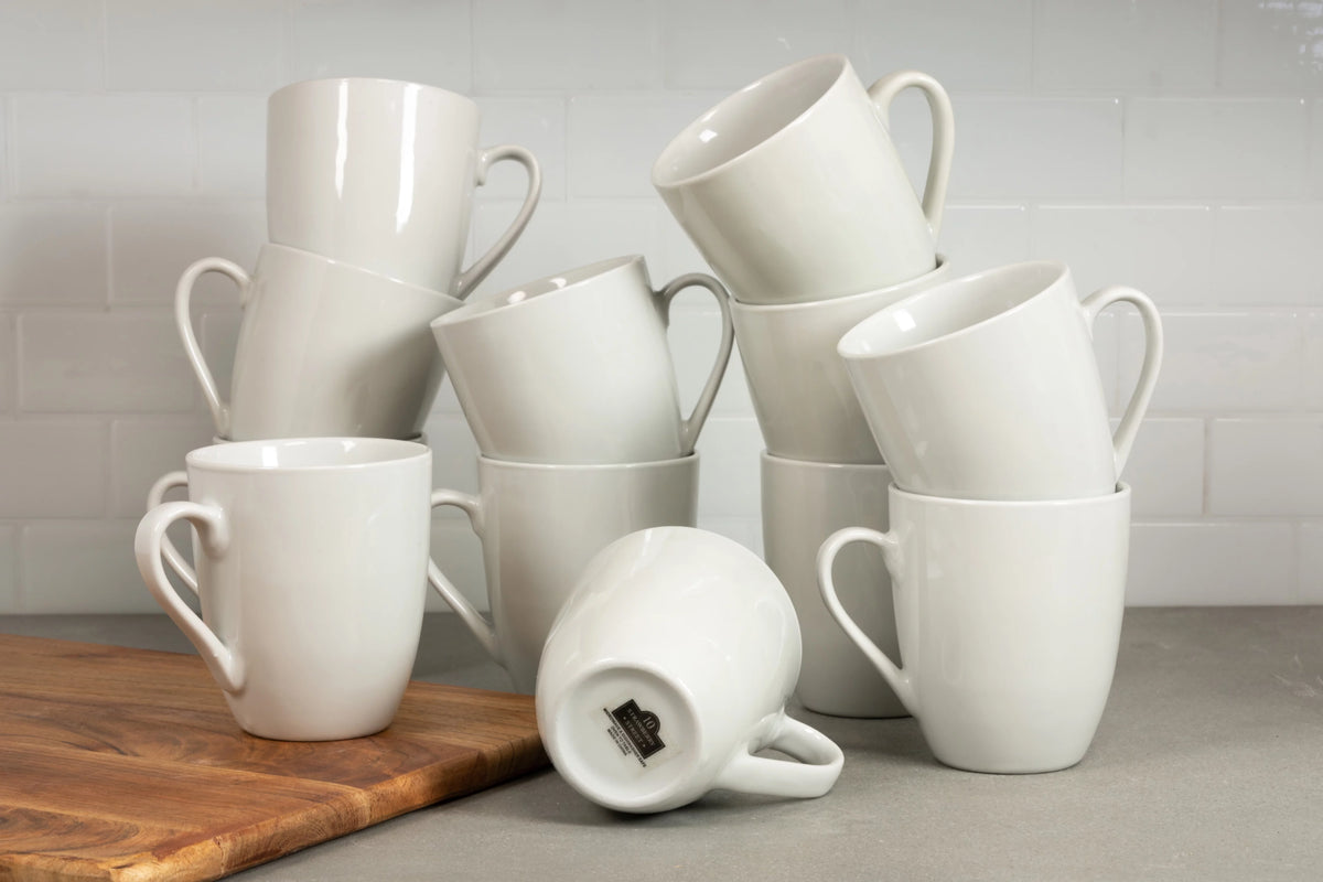 Ceramic Mug Set of 12 White Y2557