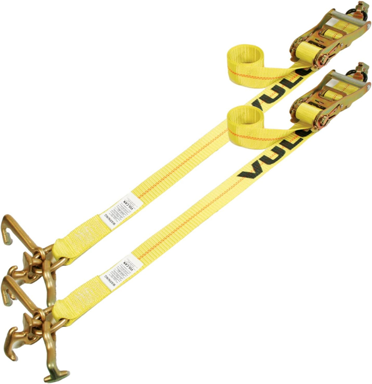 Classic Yellow 96 Inch 2 Pack Car Tie Down with Universal Frame Hook Cluster Q7522
