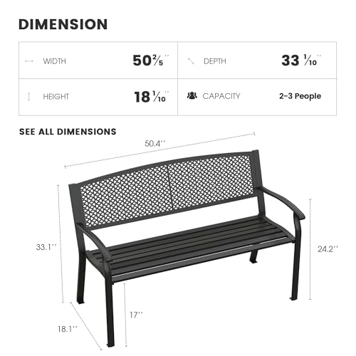 50 inches Metal Outdoor Bench V2176