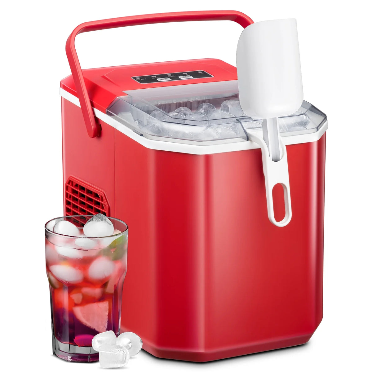 Countertop Portable Ice Maker Machine with Handle and Ice Scoop, Red P578773