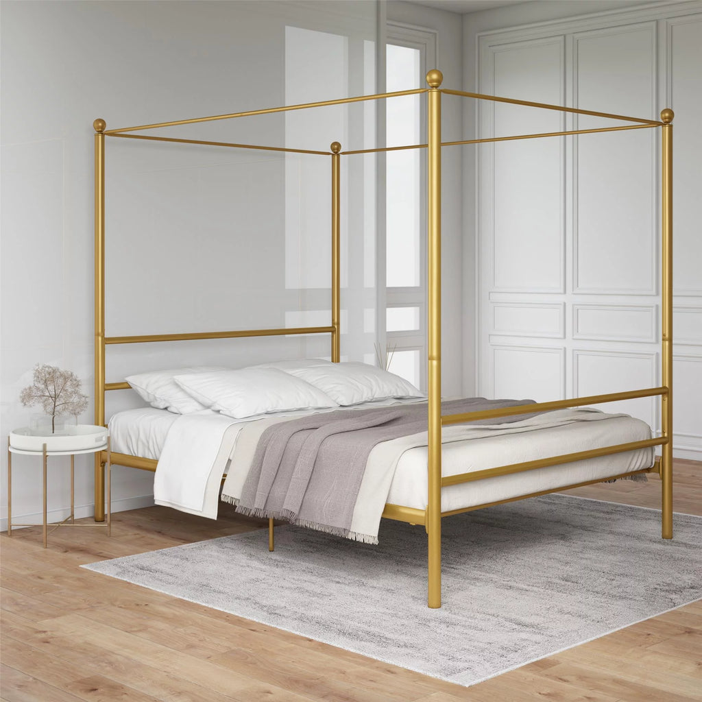 Queen Gold Metal Canopy Bed B131426