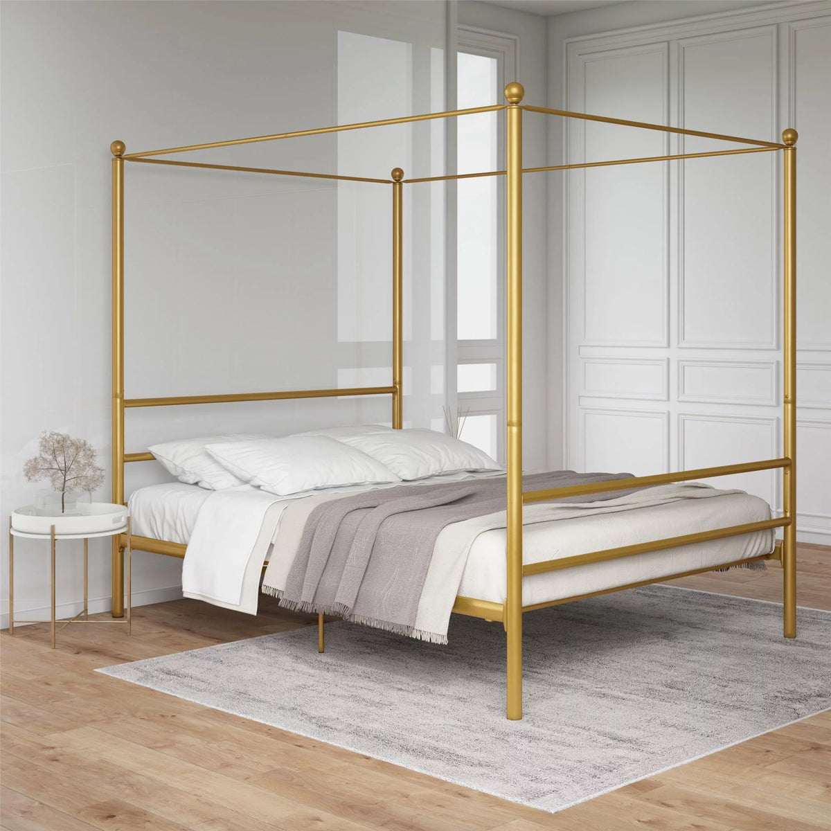 Queen Gold Metal Canopy Bed B131426