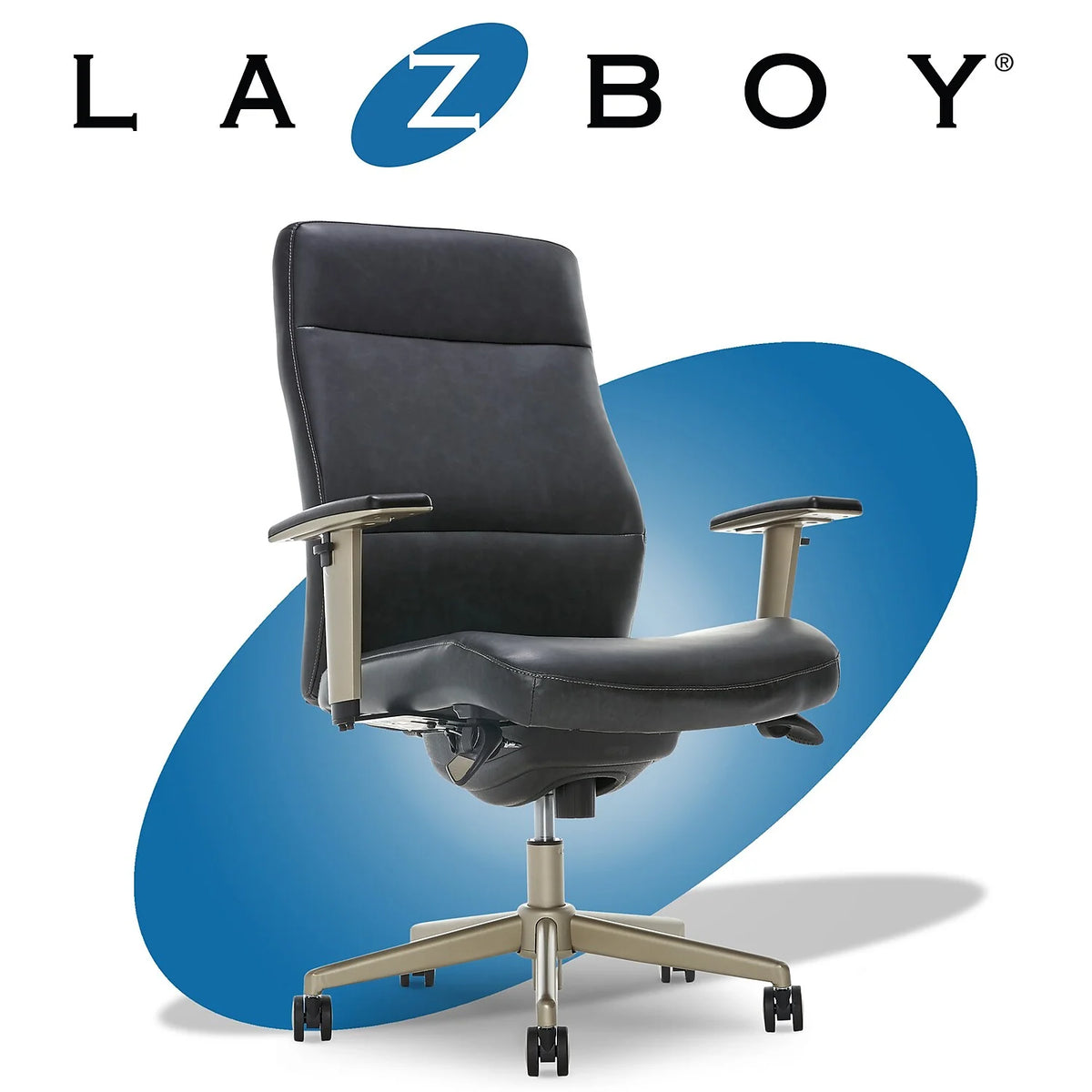 Black Faux Leather Ergonomic Swivel Executive Chair A6022